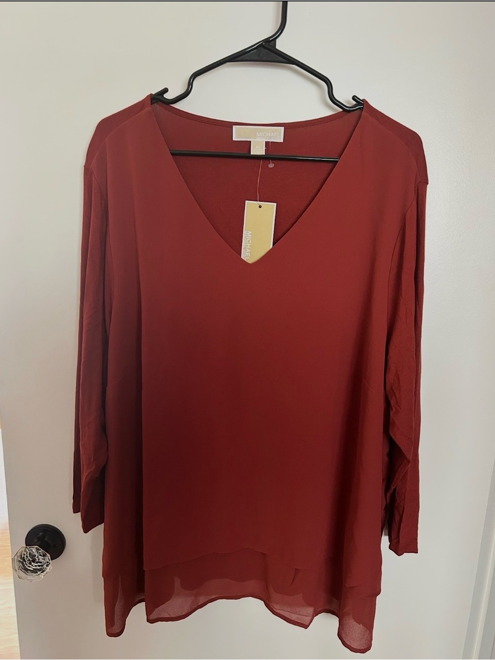 Michael Kors Women's V-Neck Long Sleeve Tunic - Burgundy